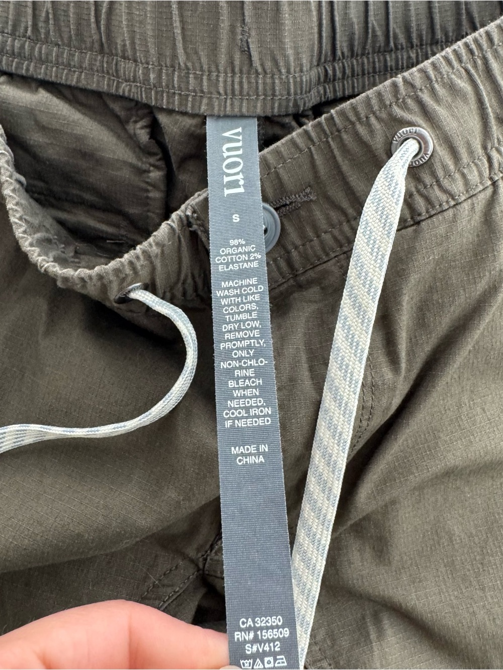 Vuori Ripstop Climber Pants Mens S Stretch Outdoor Casual Drawstring Olive Green - Picture 9 of 13